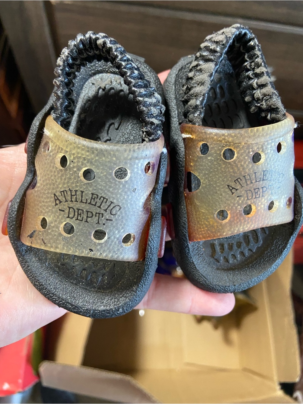 Athletic Works Kids' Black Sandals with Iridescent Brown-Gold Strap
